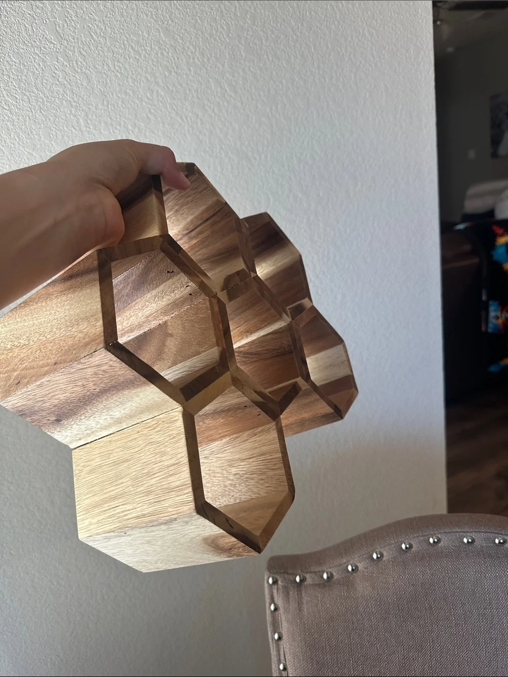 Hexagonal Honeycomb Wall Shelf - Brown Wood